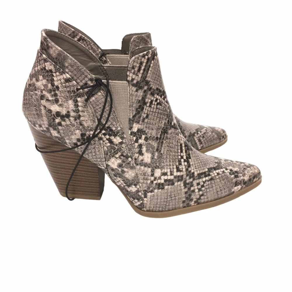 Western Bootie Women Size 6 Snake Print Heeled Point Toe Gray Multicolor ana